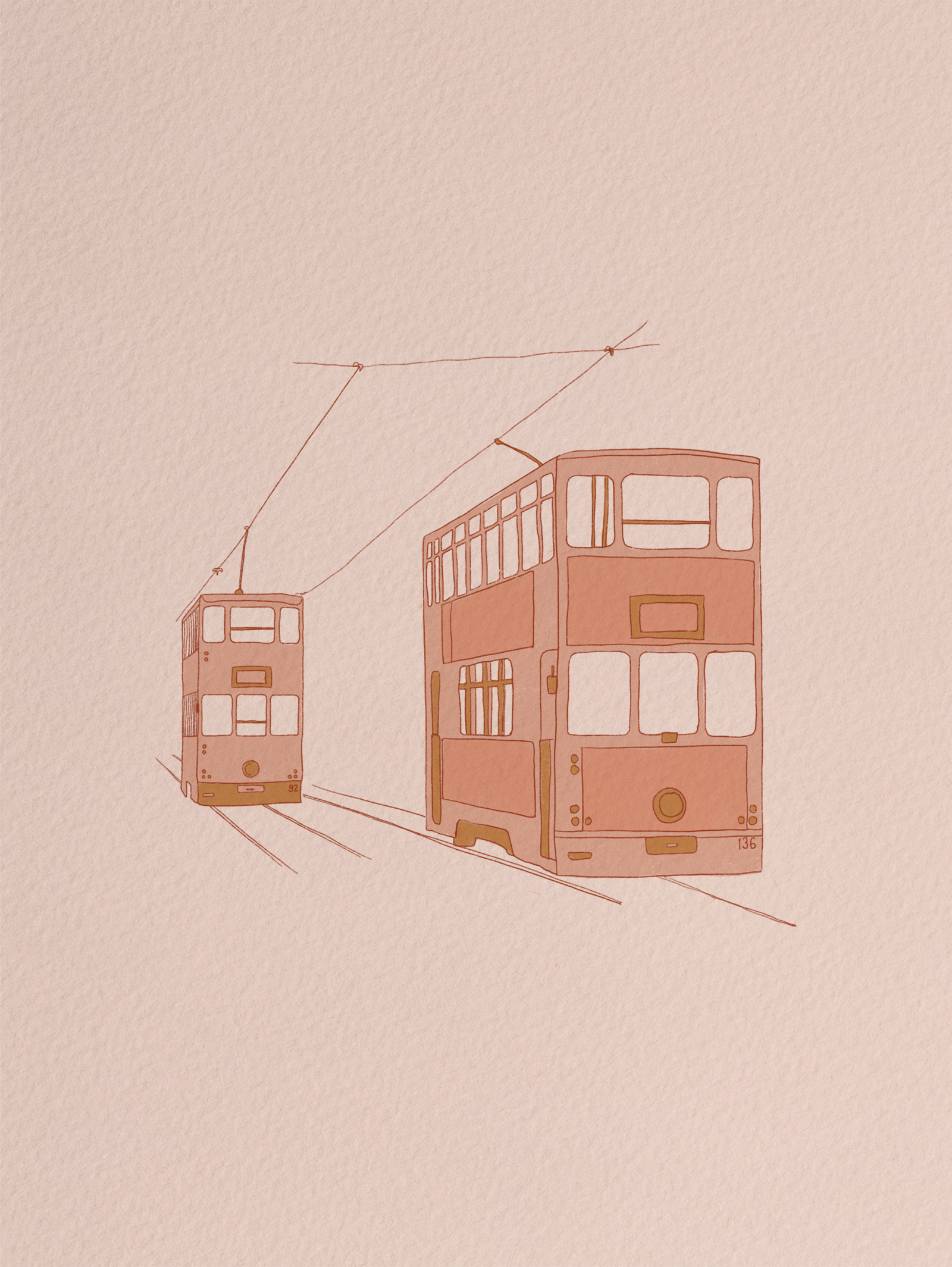Hong Kong Tram Illustration